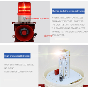 Alarma Industrial de 130dB con Sensor de Movimiento Humano, Sonora y <span class=keywords><strong>Visual</strong></span>, AC220V DC12/24V, Impermeable, Sirena de Seguridad para Grúas con Voz Personalizable - Product Image 4