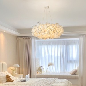 Petal Cream <b>Ceiling</b> <b>Light</b> Led Round Touch Control Single Head Chandelier For Bedroom Living Room - Product Image 2