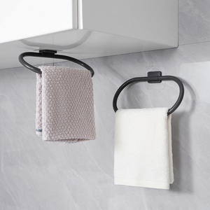 Wall Mounted Towel Rack Bathroom Towel Ring <b>Plastic</b> Round Towel Rack <b>Hook</b> Rings for Bathroom Kitchen Wall Door - Product Image 5
