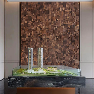 En promotion : Panneau mural en mosaïque de bois massif en noyer <span class=keywords><strong>noir</strong></span> 3D, carrelage décoratif, mosaïque, design d'intérieur, panneau de fond pour restaurant - Product Image 3