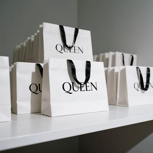 Bolsas de Papel Impresas Personalizadas Elegantes de Lujo KM con Asa Decorativa de Cinta para Recuerdos de Bodas, Eventos Especiales y Regalos - Product Image 2
