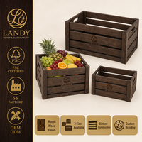 Caisses à légumes rustiques en bois, boîtes de rangement et de présentation à lattes pour produits frais, vente en gros pour marchés agricoles, détaillants, fournisseurs, OEM