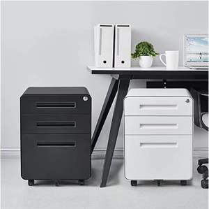 Youbai מודרני נייד מגירות הגשה מתכווננת עם קצה מתכת-3 מגירה ארון עבור הבית חדר השינה משרד - Product Image 3