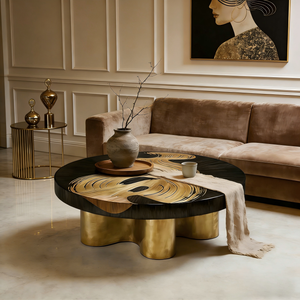 <span class=keywords><strong>Mesa</strong></span> <span class=keywords><strong>de</strong></span> Centro Redonda Italiana <span class=keywords><strong>de</strong></span> Diseño Moderno, Mueble <span class=keywords><strong>de</strong></span> Acero Inoxidable <span class=keywords><strong>de</strong></span> Lujo Ligero para Sala <span class=keywords><strong>de</strong></span> Estar - Product Image 3