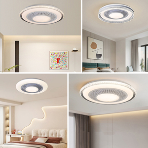 New Arrival điều khiển từ xa trong nhà phòng khách phòng ngủ sắt ABS Acrylic Vòng vô hình LED quạt trần với ánh sáng - Product Image 3