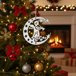 Ornamento Natalizio Angelo sulla Luna, Bellissima Decorazione per Albero e Palline - Product Image 3