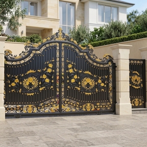 Puerta de <span class=keywords><strong>Hierro</strong></span> Forjado de Lujo Personalizada <span class=keywords><strong>con</strong></span> Detalles en Dorado para una Entrada Elegante en Viviendas Residenciales <span class=keywords><strong>y</strong></span> un Diseño Exterior Moderno para Villas - Product Image 2
