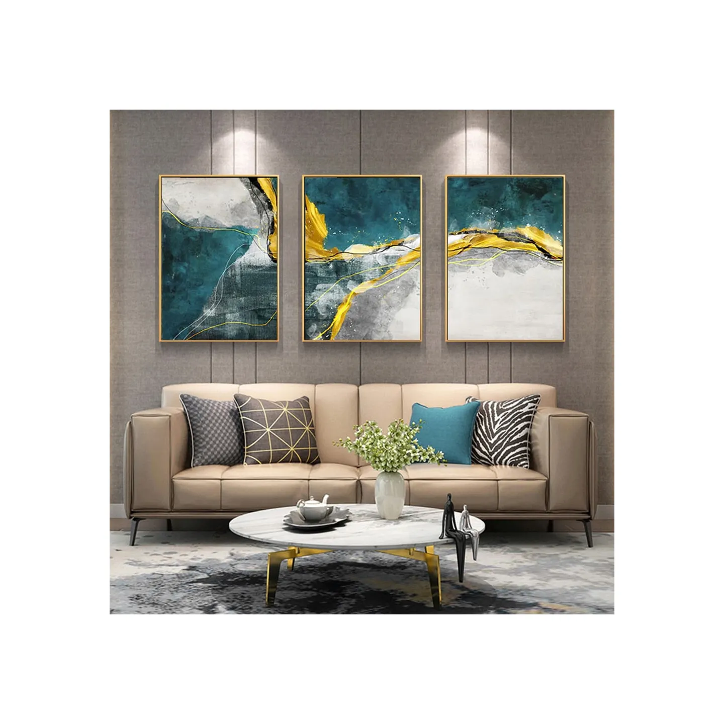 Een Stuk Van De Muur Kunst Zee Groen Blauw Beeldende Kunst Canvas Prints Nordic Stijl Tijdgenoot Voor Woonkamer Sof