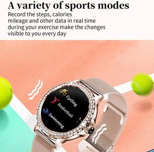 Montre connectée pour femme NX19 sertie de diamants : suivi de la pression artérielle, de l'oxygène sanguin et plus de 100 modes sportifs - Product Image 3