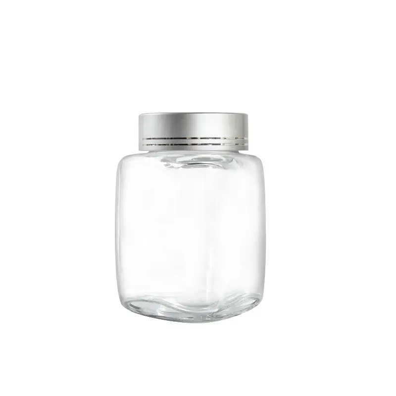 Tarro cuadrado vacío de alta calidad Super Flint 360ml de vidrio para mermelada de miel botella de Nido de Pájaro con tapa contenedor de almacenamiento de alimentos