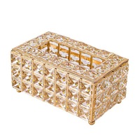 Boîte à mouchoirs en cristal de luxe personnalisée, porte-mouchoirs rectangulaire en métal et verre, or et argent, étui décoratif pour serviettes pour le salon