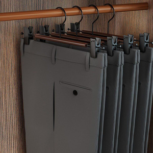 Beechwood Trouser Hanger With Non Slip <b>Clips</b> For Pants And Skirts Clothing Organizer <b>Hook</b> Type Rectangle Shape - Product Image 1