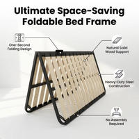 Cadre de lit pliant Queen Size en métal et bois, durable, gain de place, prix d'usine, pour hôtels et chambres d'école