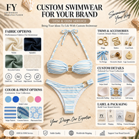 Nouveau maillot de bain bikini pour femme, personnalisable, élégant, imprimé aux couleurs vives, style dos nu et plissé