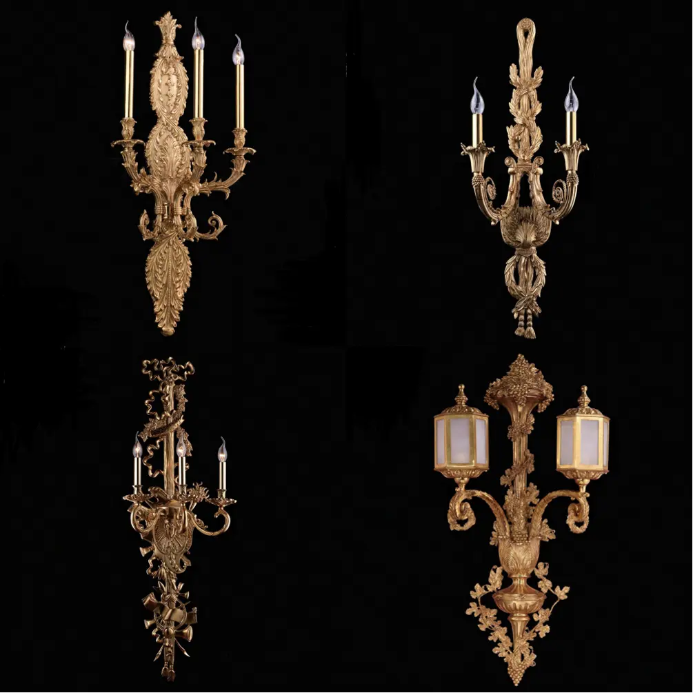 Joyerytop luminária rococó europeia, luminária clássica vintage luxuosa, lâmpada real de bronze, luminária de parede antiga, luminária de cobre