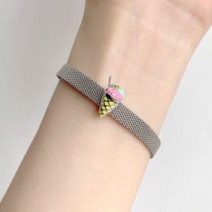 Perle de crème glacée en argent Sterling 925, 2 pièces, en forme de cœur, breloque authentique, pour Bracelets réfléchissants, accessoires bijoux pour femmes, cadeaux pour filles - Product Image 4