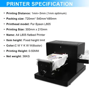 Venta caliente A4 tamaño DTG impresora camiseta de impresión de impresora de cama plana camiseta de la máquina de la impresora
