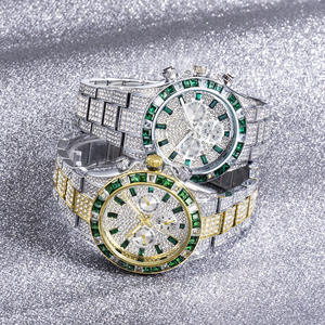 Montre fantaisie à lunette arc-en-ciel haut de gamme hip-hop entièrement sertie de diamants, calendrier hebdomadaire 24 heures, multifonction, en alliage, à quartz pour hommes 298 - Product Image 6