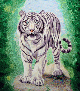 Diseño Artístico Circular de Pájaro Flameante, Decoración para Entrada, Marco Metálico, Mosaico de Pared Personalizado, Mosaico de Vidrio Cortado a Mano, Azulejos Murales - Product Image 4