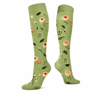 Chaussettes de compression vertes à motif floral, hauteur genou, à pression dégradée, pour le sport, la course, le cyclisme et le yoga