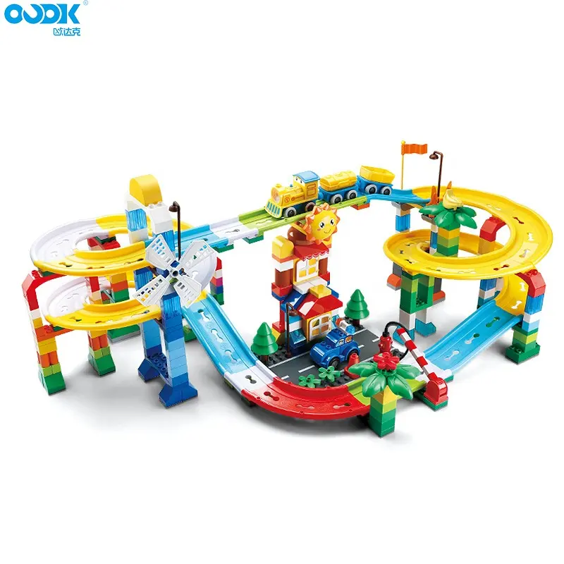 Mainan OUDK Mainan Edukasi Anak Usia Dini Mainan Permainan Rel Kereta Luncur Mainan Blok Bangunan Hadiah Multiwarna DIY Cangkir Bayi
