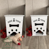 Boîte de rangement pour aliments pour chats et chiens, organisateur en bois pour accessoires de chien avec poignée, panier de rangement pour jouets, laisses et friandises pour animaux de compagnie