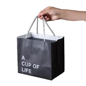 Populaire Ontwerp Groothandel Custom Logo Luxe Gift Bag Craft Matte Kraft Winkelen Papieren Zakken Met Katoenen Touw Handgrepen