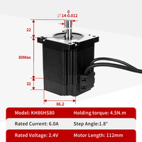 Moteur pas à pas hybride à boucle fermée Kaihong 86x86x80mm 2 phases 4.5N.M Nema 34 avec encodeur 1000PPR 48V DC 6A certifié CE pour kit CNC