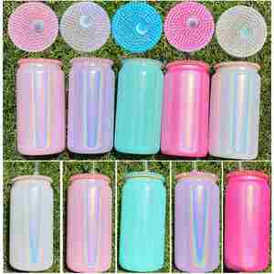 Vaso de Viaje de 15oz/16oz, con Brillo y Purpurina, con Tapas Decorativas, en Azul, Rosa, Blanco, Plateado y Morado, para Sublimación - Product Image 3