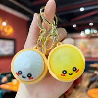 Porte-clés créatif viral en forme de boulette de riz lumineuse à bouton-poussoir, en PVC souple, anti-stress, breloque lumineuse