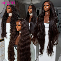 Perruques indiennes en cheveux humains bruts lâches et profonds, vague corporelle, dentelle complète transparente HD, perruques frontales pour femmes noires