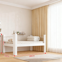 Cadre de lit simple en métal moderne, lit simple en métal blanc simple, hauteur 75 cm, cadre de lit en acier pour chambre à coucher, appartement, hôtels