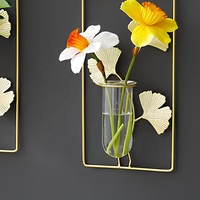 Vase hydroponique mural doré, décoration murale pour salon, accent décoratif pour la maison