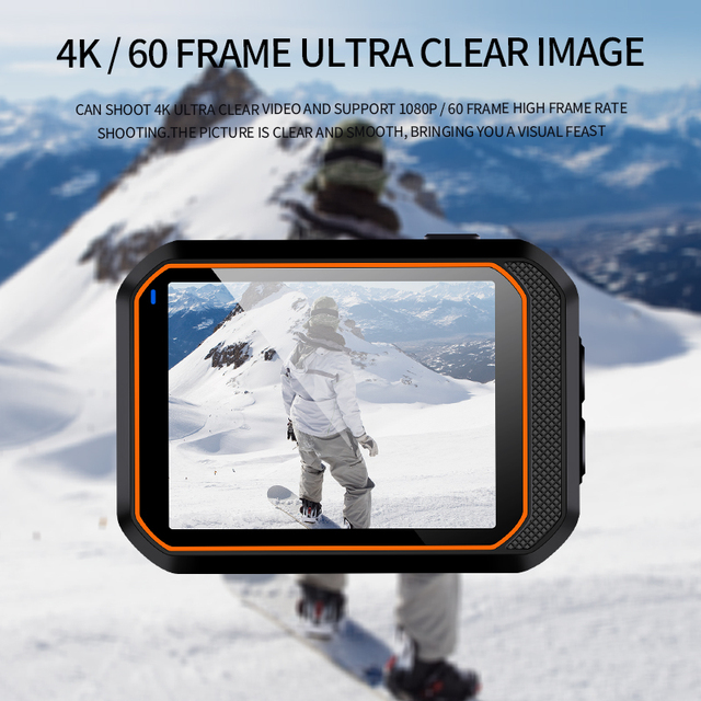 Waterproof 4K Action Camcorder 170 Wide Angle MicroSD Wearable Sports Camera for Motorcycle Helmet Use