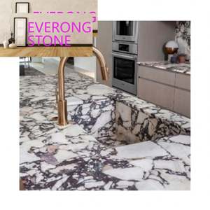 Dalles de marbre blanc moderne italien Calacatta <span class=keywords><strong>Kinawa</strong></span> avec veine violette Breccia Medicea Viola Calcatta Milas Tuile de marbre lilas - Product Image 1