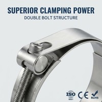 Fixation de tuyau robuste à double boulon en acier inoxydable 316SS W5 pour système de drainage de serre, avec écrou de serrage puissant pour connexion de raccord