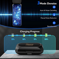 Microphone sans fil Lavalier PISOUY avec boîtier de charge léger pour conférence et vidéo/diffusion en direct sur iPhone et iPad