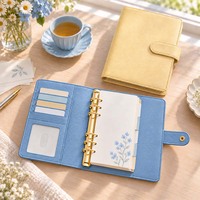 Hongbo Best Seller 43 Couleur A6 Caillou En Cuir Reliure Journal Couverture 30MM 6 Or Anneau Budget Personnalisé Fermeture Éclair Poche Fly Feuille Dossier