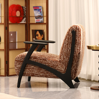 Fauteuil de loisirs en bois massif, fauteuil d'appoint rembourré, pieds en métal, fauteuil inclinable pour salon