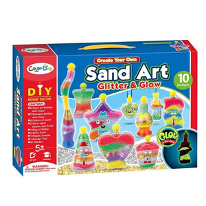 Wholesale DIY sand art plastic bottle educational painting toy colored sand art with cute shape