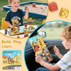 <strong>Mini</strong> 50PCS Magnetic <strong>Building</strong> <strong>Blocks</strong> for Kids STEM Educational Portable <strong>Iron</strong> Storage Box Construction Style <strong>Toys</strong> - Product Image 2