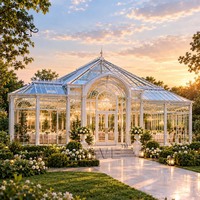 Serre de jardin extérieure commerciale de grande taille BLVE, style victorien, en métal noir, pour événements de mariage et serres