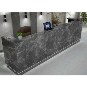 Comptoirs de réception en pierre de marbre noir avec Led au bas Portugal Design Grand bureau de réception - Product Image 5