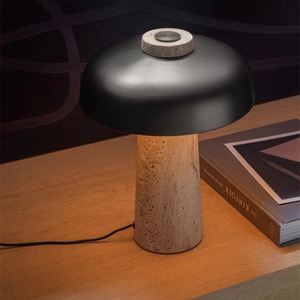 Lampe de table nordique en forme de champignon, travertin jaune, E27 LED 220V, pour salon, chambre à coucher, bureau - Product Image 4