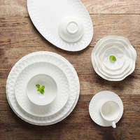 Service de vaisselle en porcelaine fine PITO, style chinois classique, assiettes ovales, passe au lave-vaisselle.