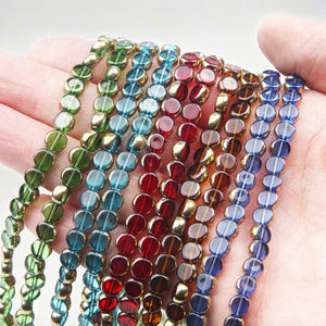 Perles en verre cristal transparentes multicolores de 6,3 mm à bord doré pour la fabrication de colliers, accessoires pour cheveux et bracelets DIY - Product Image 3