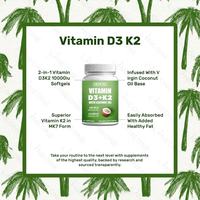 Gélules de Vitamine D3 K2 MK7 à Absorption Élevée pour la Maintenances Osseuse, le Renforcement Immunitaire et la Soin Vasculaire – Complément Alimentaire Sans Gluten