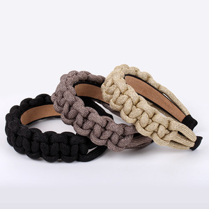 Serre-tête en tissu tissé Hua Liyu à large bord pour femme, accessoire de mode, gris argenté, noir, jaune - Product Image 2