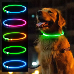 Coleira <span class=keywords><strong>LED</strong></span> RGB para Animais de Estimação - Venda Quente 2025 - Coleira Brilhante à Prova d'Água Recarregável via USB-C para Segurança Noturna de Cães e Gatos - Product Image 1