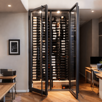 Meuble à vin de style chic, armoire de rangement à vin de luxe, design français, vitrine à vin en métal